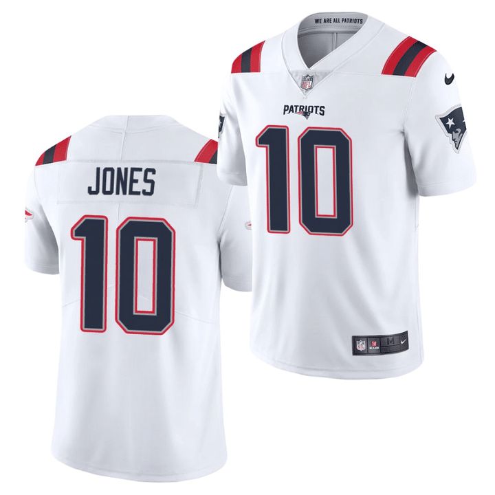 Men New England Patriots 10 Mac Jones Nike White Vapor Limited NFL Jersey